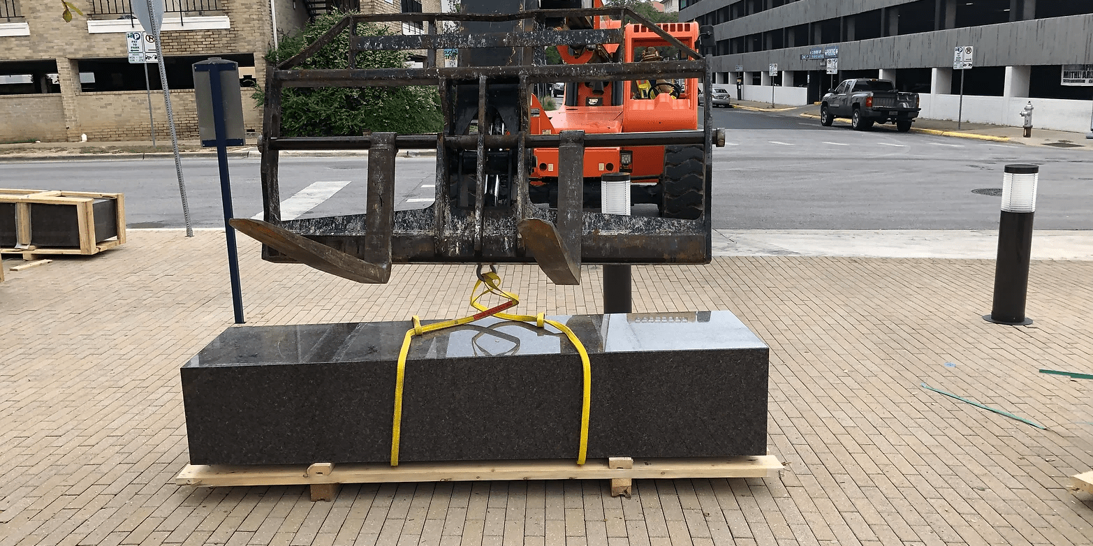 Heavy Equipment arrange the stone chair